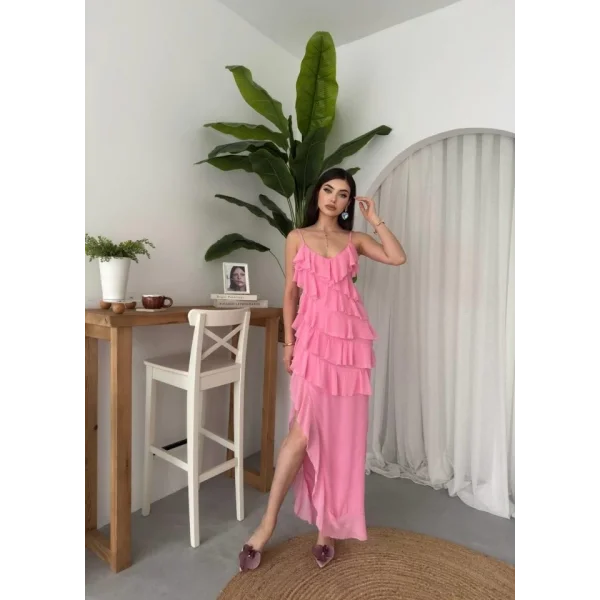 Ples Yırtmaç Detaylı Elbise