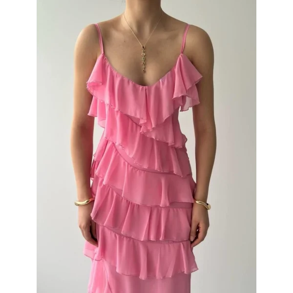 Ples Yırtmaç Detaylı Elbise