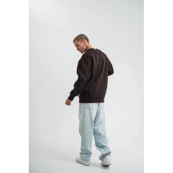 POLIZEI Premium Kalite Bisiklet Yaka Yıkamalı SweatShirt - Kahverengi