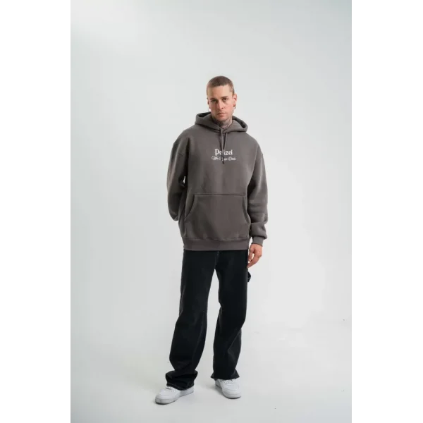 POLIZEI Premium Kalite Kapşonlu Dijital Patchli SweatShirt - Füme