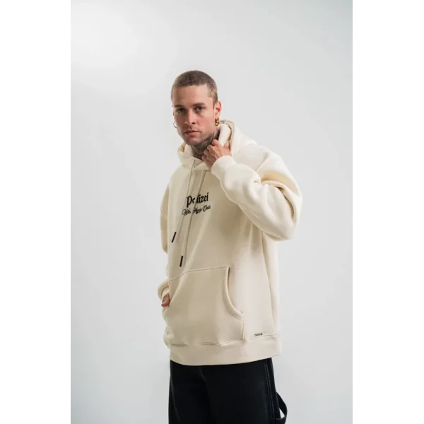 POLIZEI Premium Kalite Kapşonlu Dijital Patchli SweatShirt - Krem