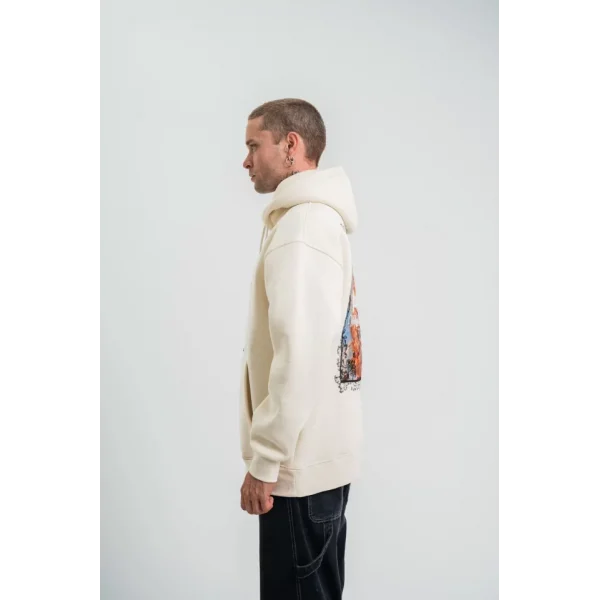 POLIZEI Premium Kalite Kapşonlu Dijital Patchli SweatShirt - Krem