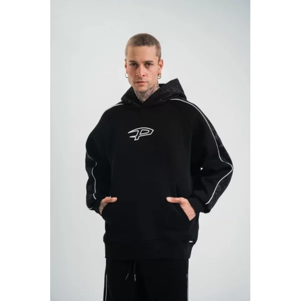 POLIZEI Premium Kalite Unisex Kapşonlu Ara Biyeli SweatShirt - Siyah