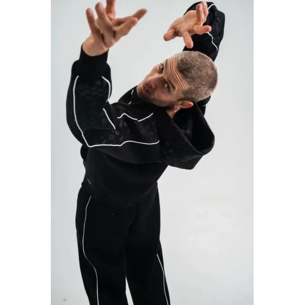 POLIZEI Premium Kalite Unisex Kapşonlu Ara Biyeli SweatShirt - Siyah