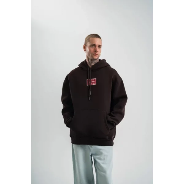 POLIZEI Premium Kalite Unisex Kapşonlu Dijital Patchli SweatShirt - Kahve