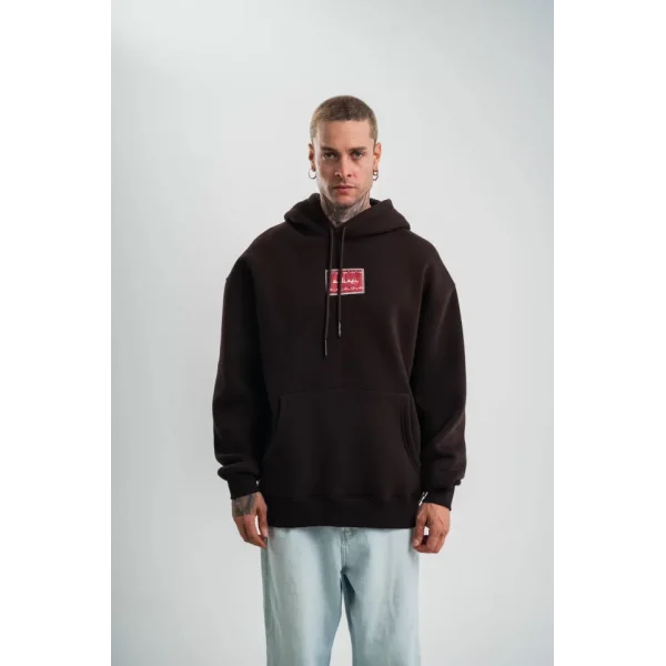 POLIZEI Premium Kalite Unisex Kapşonlu Dijital Patchli SweatShirt - Kahve