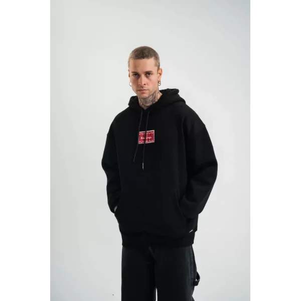 POLIZEI Premium Kalite Unisex Kapşonlu Dijital Patchli SweatShirt - Siyah