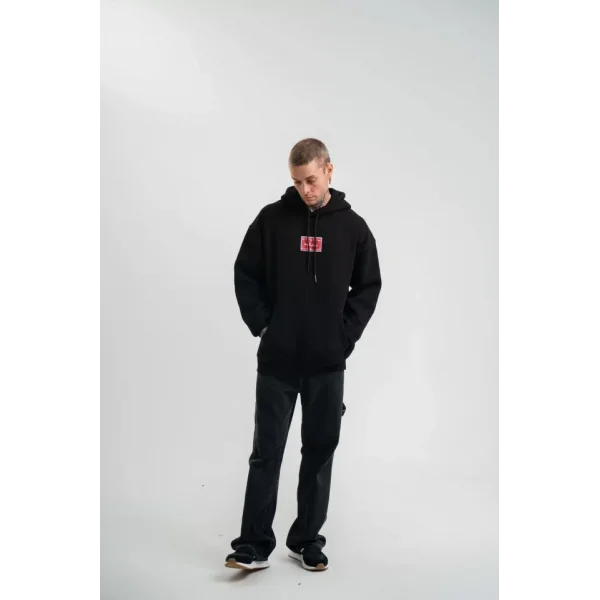 POLIZEI Premium Kalite Unisex Kapşonlu Dijital Patchli SweatShirt - Siyah