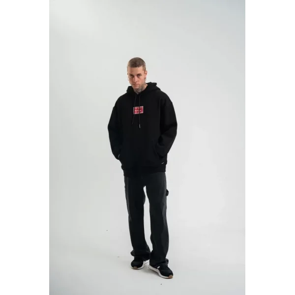 POLIZEI Premium Kalite Unisex Kapşonlu Dijital Patchli SweatShirt - Siyah