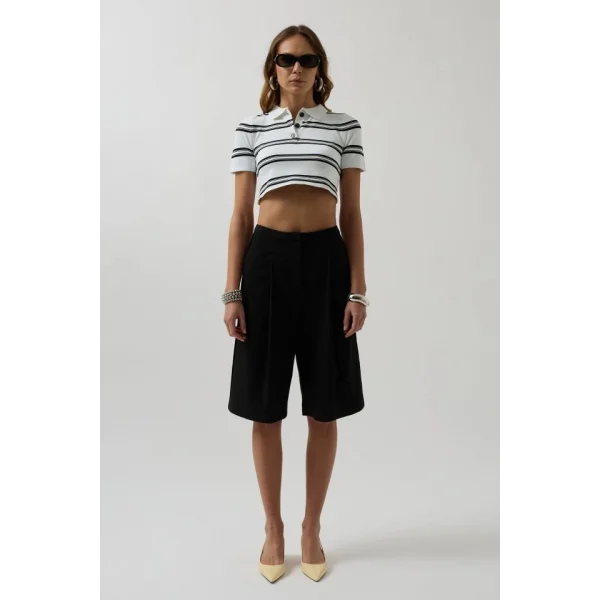 Polo Yaka Crop Thirt