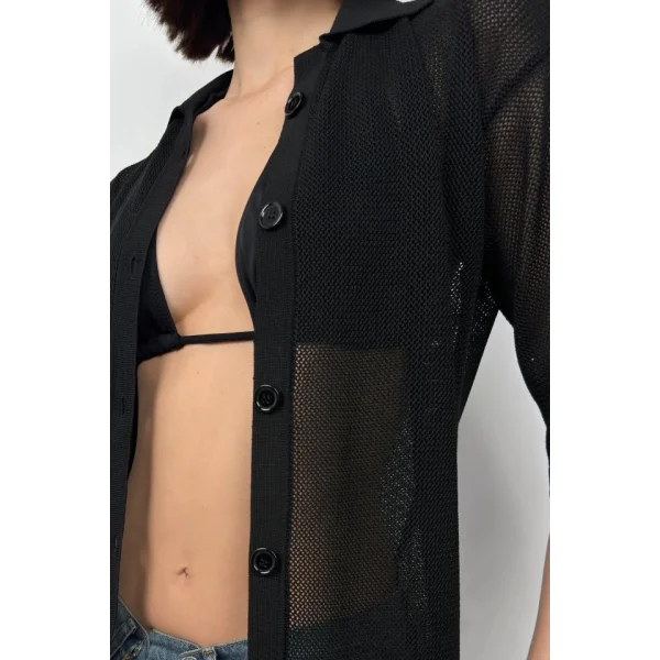 Polo Yaka Fileli Bluz