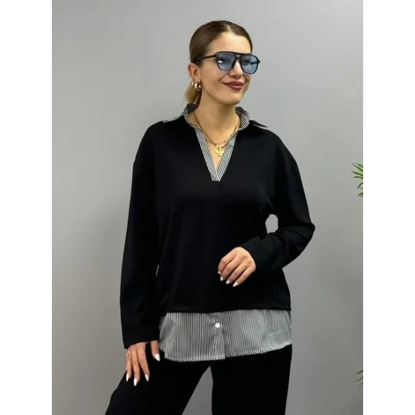 Polo Yaka Gömlekli Salaş Balon Pantolunlu ıkılı Takım