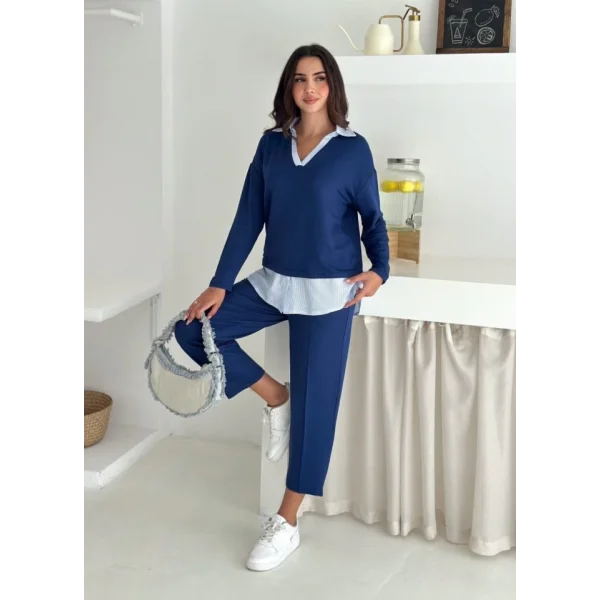 Polo Yaka Gömlekli Salaş Balon Pantolunlu ıkılı Takım