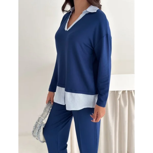 Polo Yaka Gömlekli Salaş Balon Pantolunlu ıkılı Takım