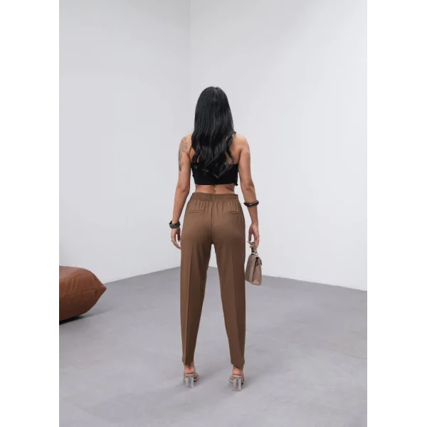 Poly Viscose Dekorati̇f Düğmeli̇ Arka Bel Lasti̇kli̇ Pantolon