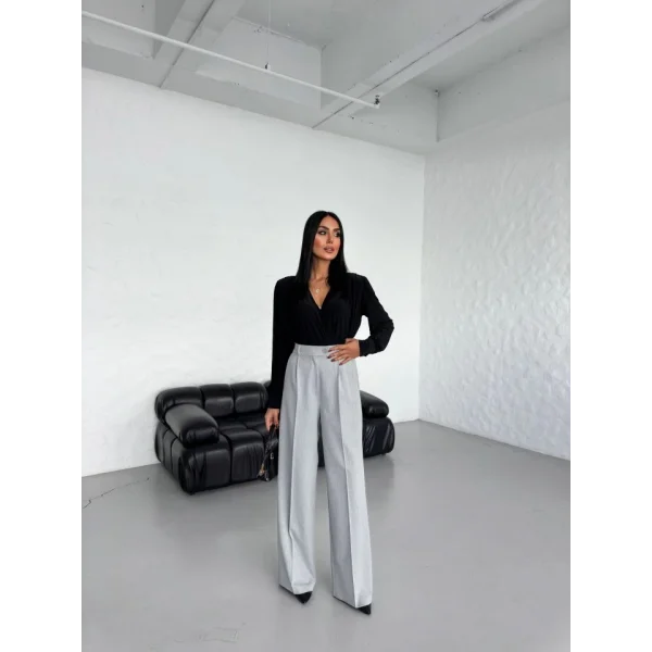 Poly Viscose Full Lycra Arka Bel Lasti̇k Detayli Palazzo Pantolon