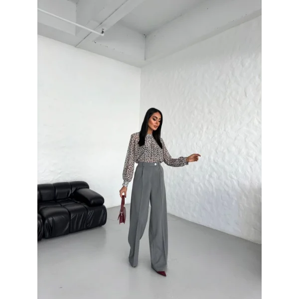 Poly Viscose Full Lycra Arka Bel Lasti̇k Detayli Palazzo Pantolon