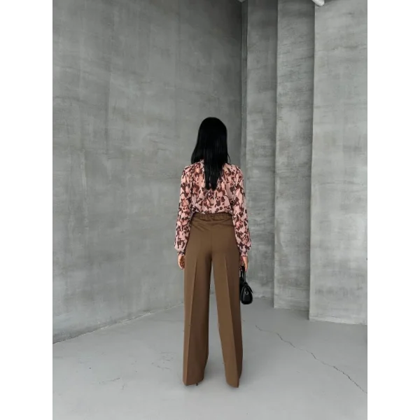 Poly Viscose Full Lycra Arka Bel Lasti̇k Detayli Palazzo Pantolon