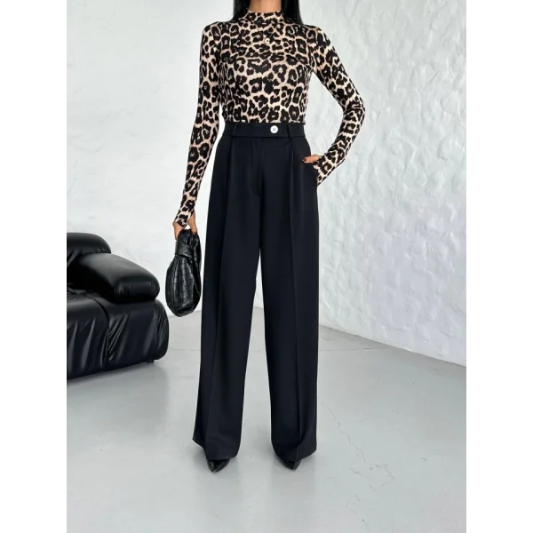 Poly Viscose Full Lycra Arka Bel Lasti̇k Detayli Palazzo Pantolon