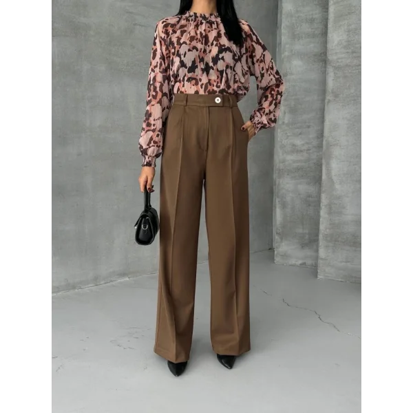 Poly Viscose Full Lycra Arka Bel Lasti̇k Detayli Palazzo Pantolon