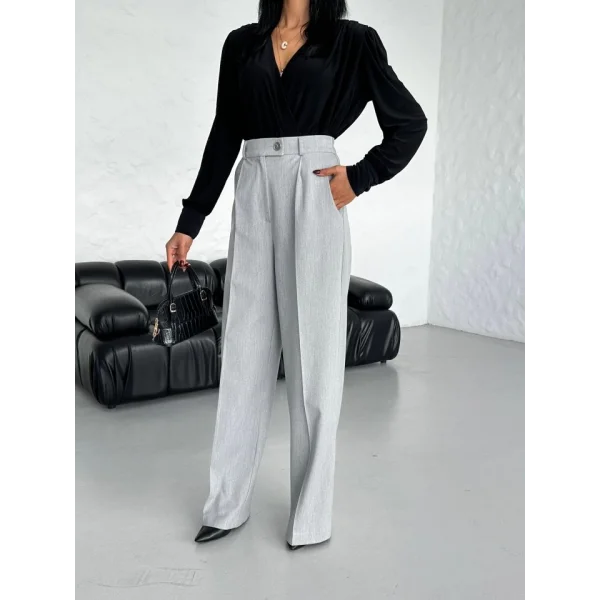 Poly Viscose Full Lycra Arka Bel Lasti̇k Detayli Palazzo Pantolon