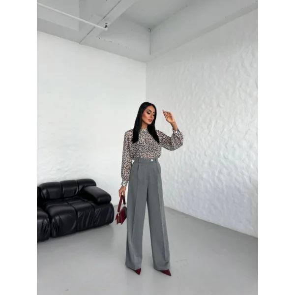 Poly Viscose Full Lycra Arka Bel Lasti̇k Detayli Palazzo Pantolon