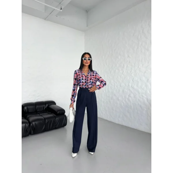 Poly Viscose Full Lycra Arka Bel Lasti̇k Detayli Palazzo Pantolon