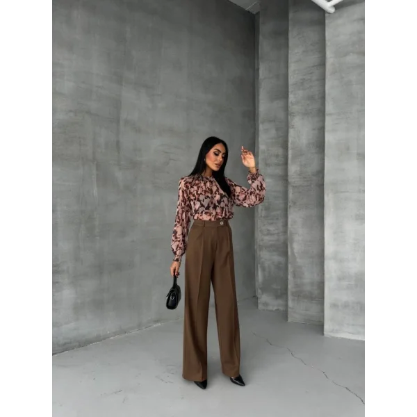 Poly Viscose Full Lycra Arka Bel Lasti̇k Detayli Palazzo Pantolon