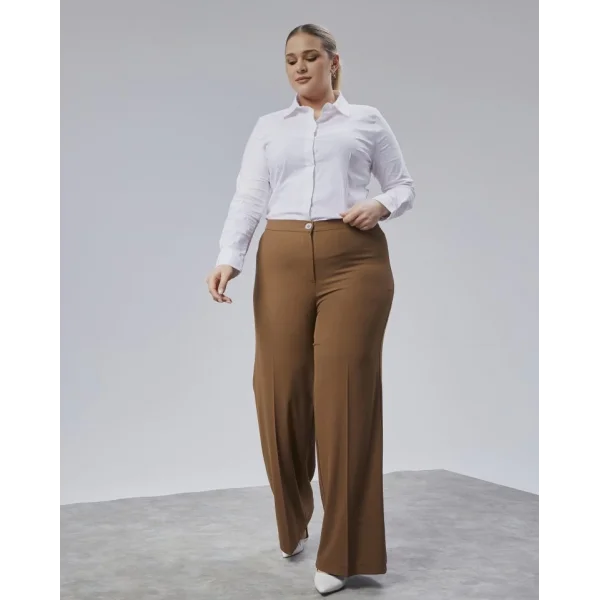 Poly Viscose Full Lycra Beli̇ Lasti̇kli̇ Battal Pantolon