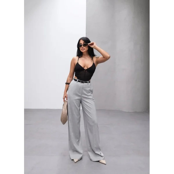 Poly Viscose Yüksek Bel Kemerli̇ Ve Dökümlü Palazzo Pantolon (Kemer Dahi̇l)