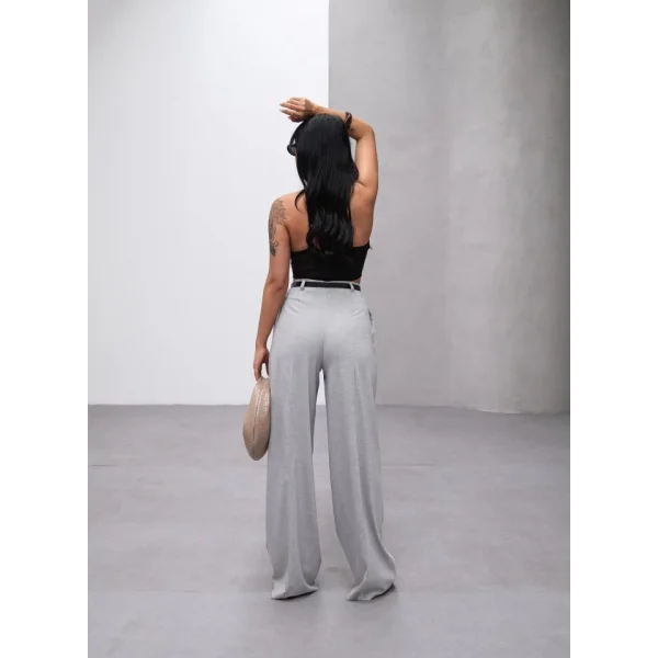 Poly Viscose Yüksek Bel Kemerli̇ Ve Dökümlü Palazzo Pantolon (Kemer Dahi̇l)