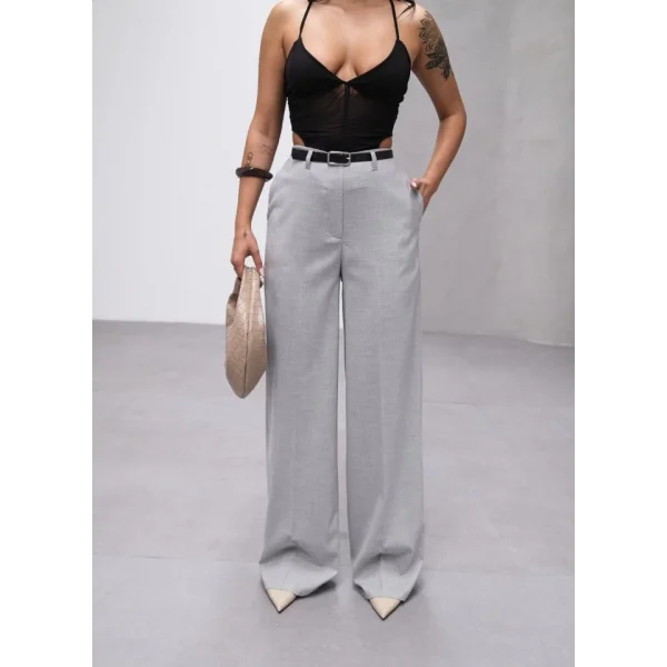 Poly Viscose Yüksek Bel Kemerli̇ Ve Dökümlü Palazzo Pantolon (Kemer Dahi̇l)