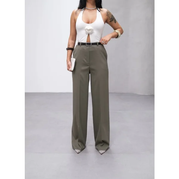 Poly Viscose Yüksek Bel Kemerli̇ Ve Dökümlü Palazzo Pantolon (Kemer Dahi̇l)