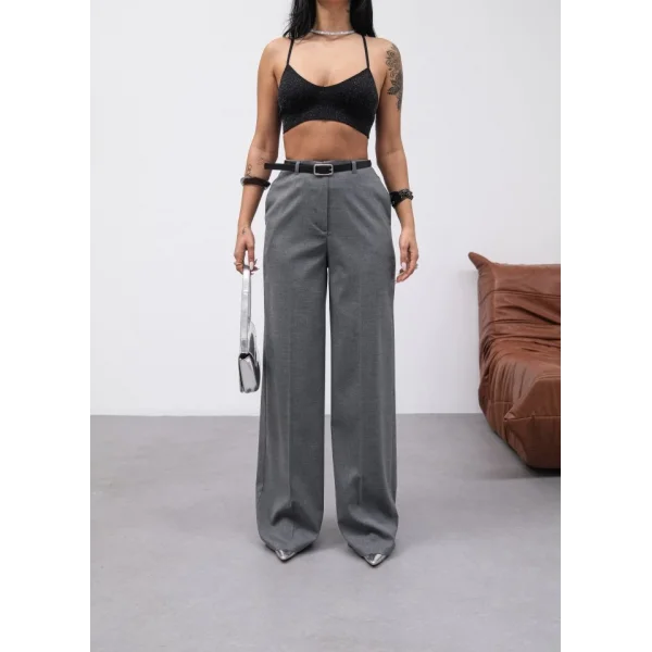 Poly Viscose Yüksek Bel Kemerli̇ Ve Dökümlü Palazzo Pantolon (Kemer Dahi̇l)