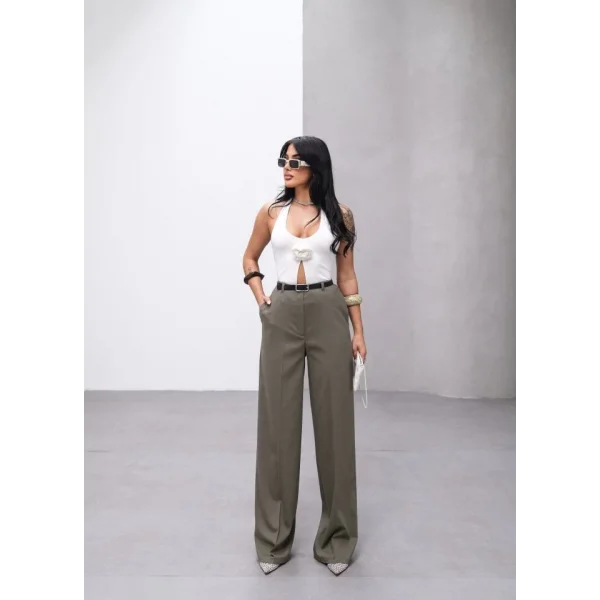 Poly Viscose Yüksek Bel Kemerli̇ Ve Dökümlü Palazzo Pantolon (Kemer Dahi̇l)