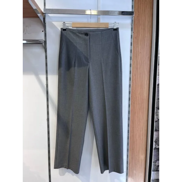 Poly Viscose Yüksek Bel Pervazli Pantolon