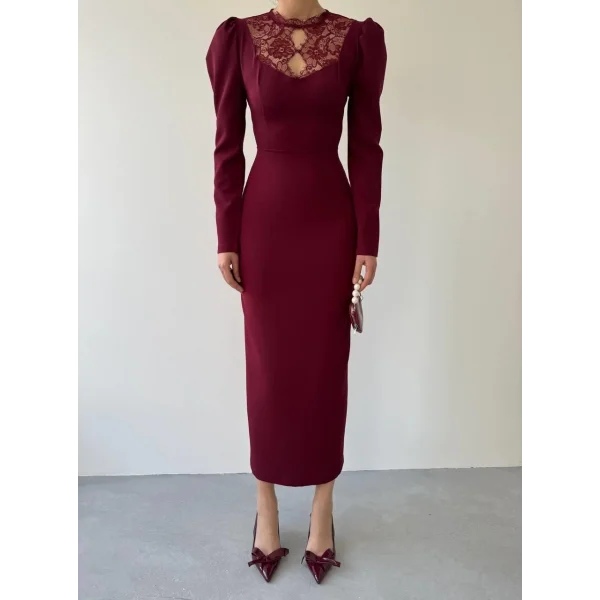 Port Dantel Detay Elbise