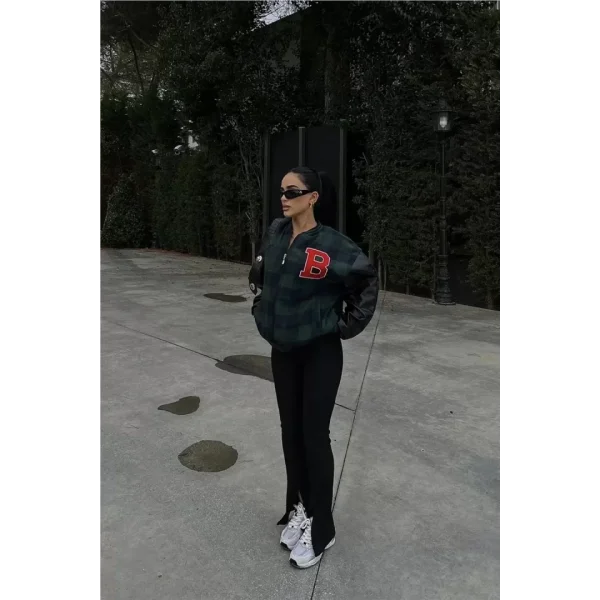 Pötikare Desen Nakışlı Kolej Ceket  Haki