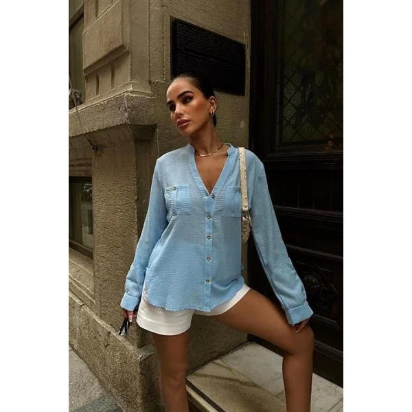Poulina Flamlı Keten Gömlek 3257-08