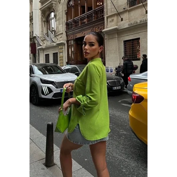 Poulina Flamlı Keten Gömlek 3257-08