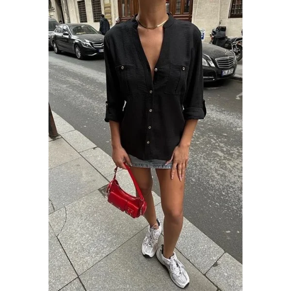 Poulina Flamlı Keten Gömlek 3257-08