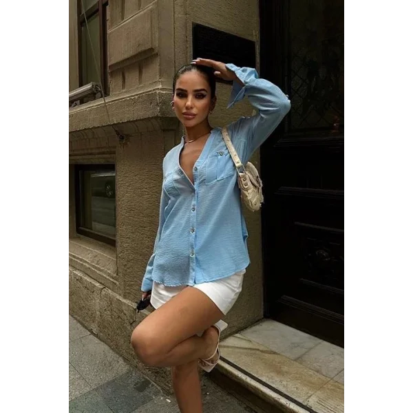 Poulina Flamlı Keten Gömlek 3257-08