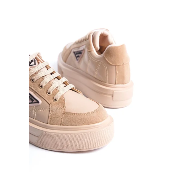 PRAG Bağcıklı Ortopedik Taban Desenli Kadın Sneaker Spor Ayakkabı CTT - Ten