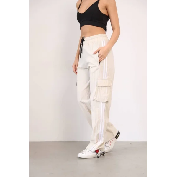 Praşut Kumaş Kargo Çeplı Baggy Esofman  Bej