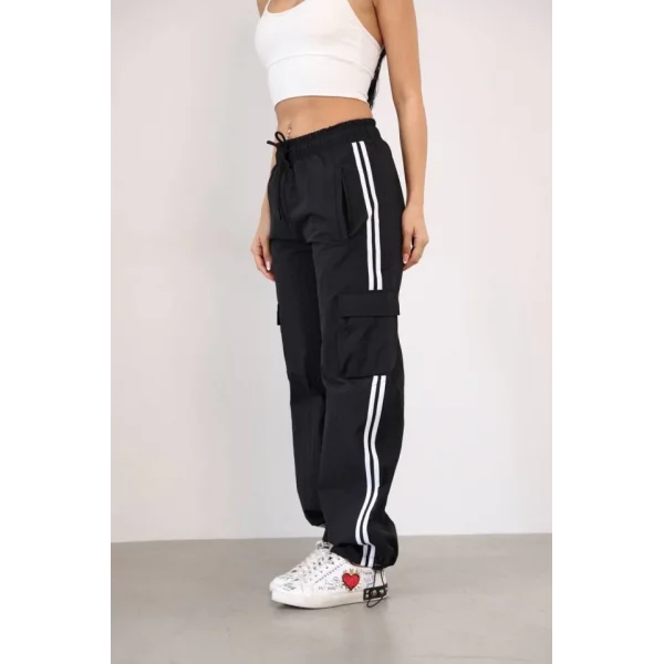 Praşut Kumaş Kargo Çeplı Baggy Esofman  iyah