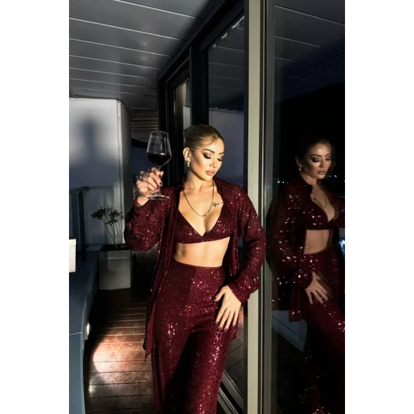 PU PAYET 3 Ü TAKI  CEKETBÜTİYERPANTOON  Bordo