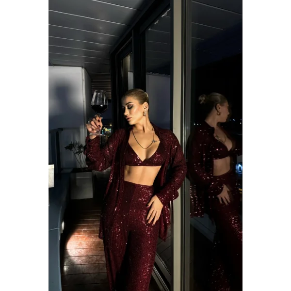 PU PAYET 3 Ü TAKI  CEKETBÜTİYERPANTOON  Bordo