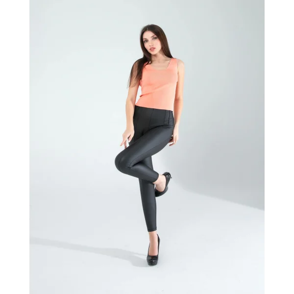 Pudra Merdiven Yaka Kalın Askı Crop Bluz