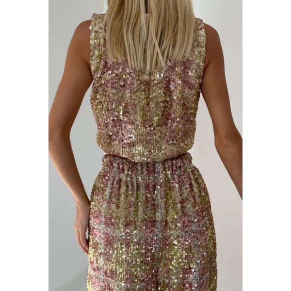 Pudra Pullu Yelek Ve Pantolon Takım