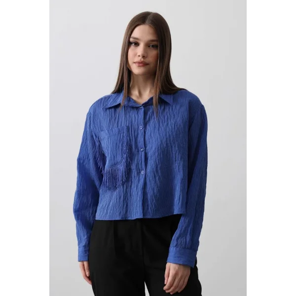 Püskül Cep Detaylı Kısa Gömlek  avi